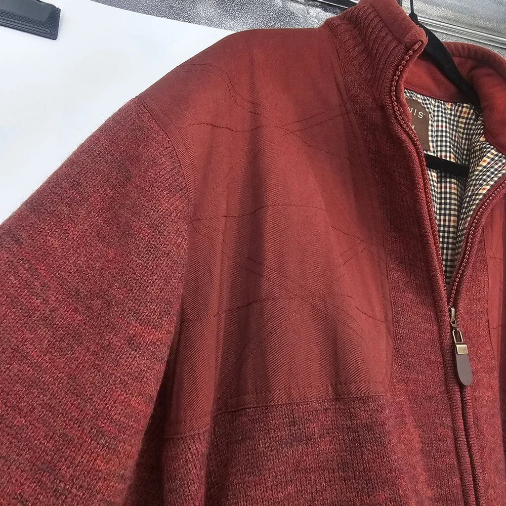 Orvis Full Zip Wool Sweater Jacket XL Burgundy Red Shooting Hunting Countryside